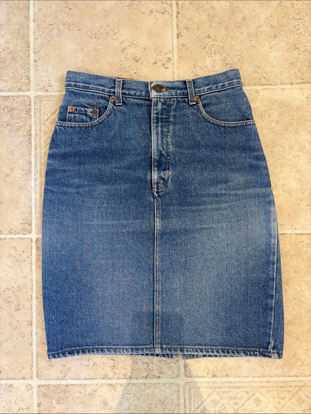 Levi’s Vintage Orange Tab High Waisted Denim Skirt